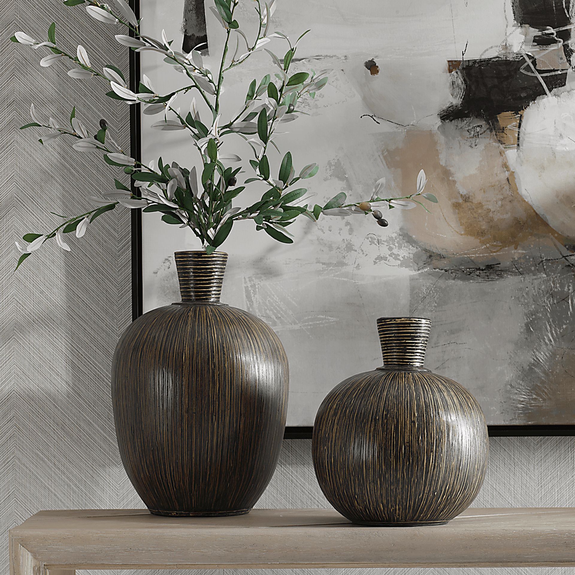 Trekor Brown Vase, Set of 2 - Image 2