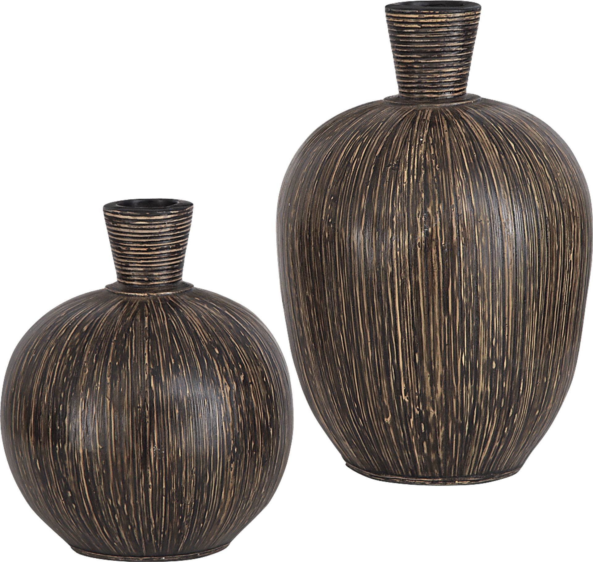 Trekor Brown Vase, Set of 2 - Image 1