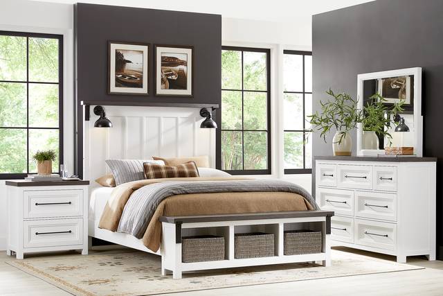 Tremblay Square White 7 Pc King Storage Bedroom - Thumbnail - Image 1