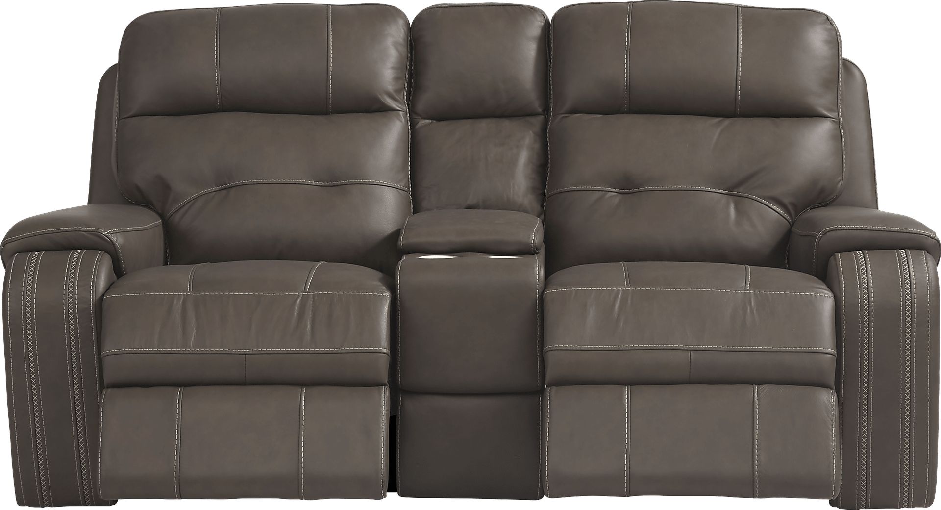 Tremezzo Brown Leather Power Reclining Console Loveseat - Image 2