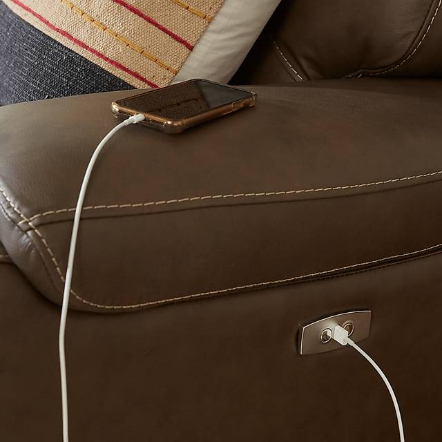 Tremezzo Brown Leather Power Reclining Sofa - Thumbnail - Image 3