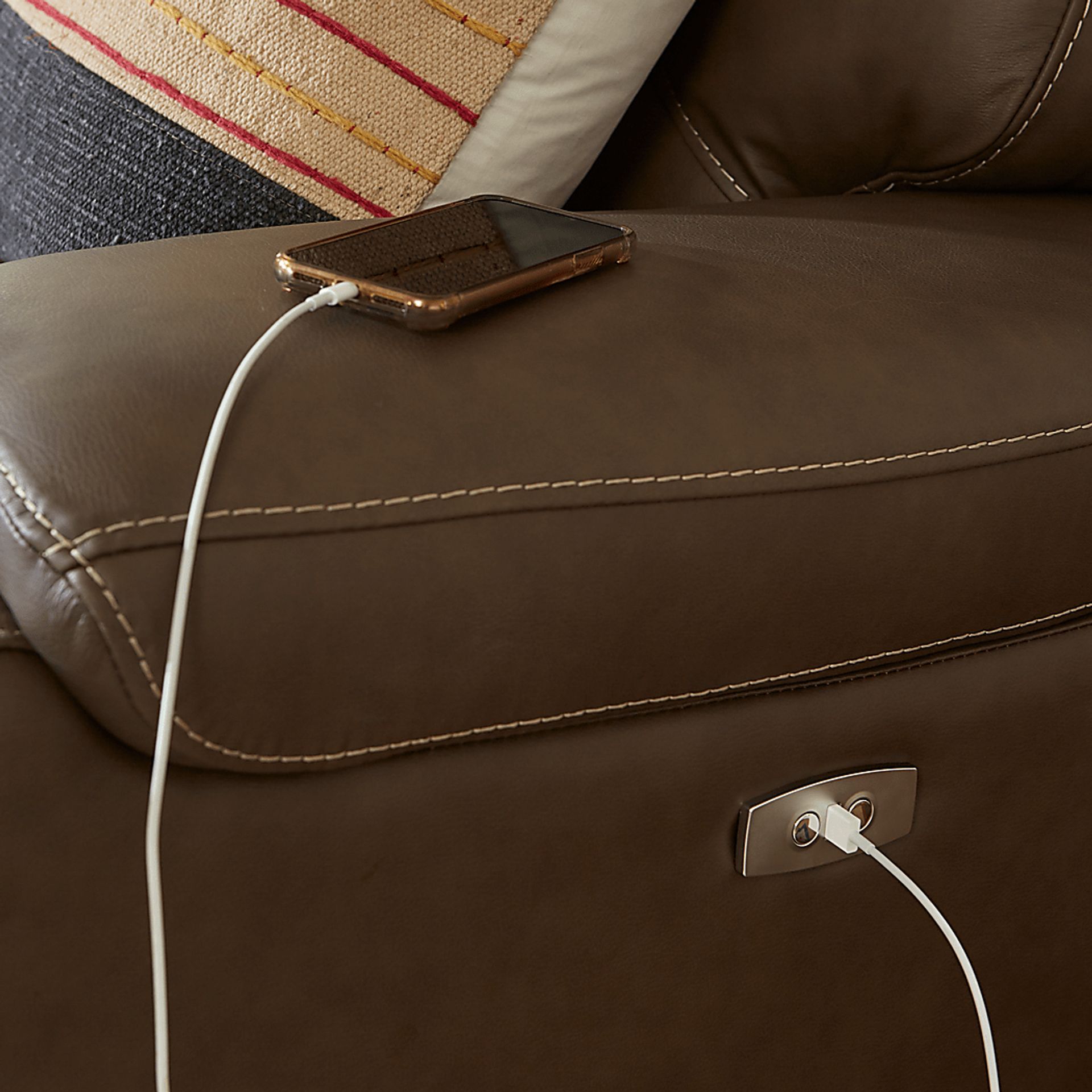 Tremezzo Brown Leather Power Reclining Sofa - Image 3