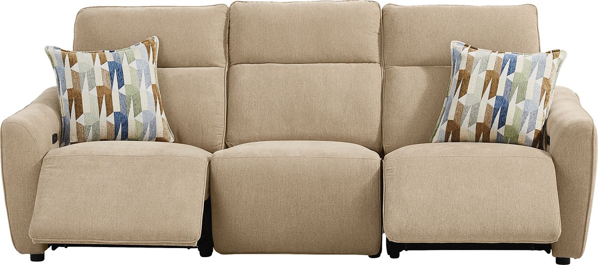 Tremont Sand Beige Chenille Fabric 3 Pc Power Reclining Sofa