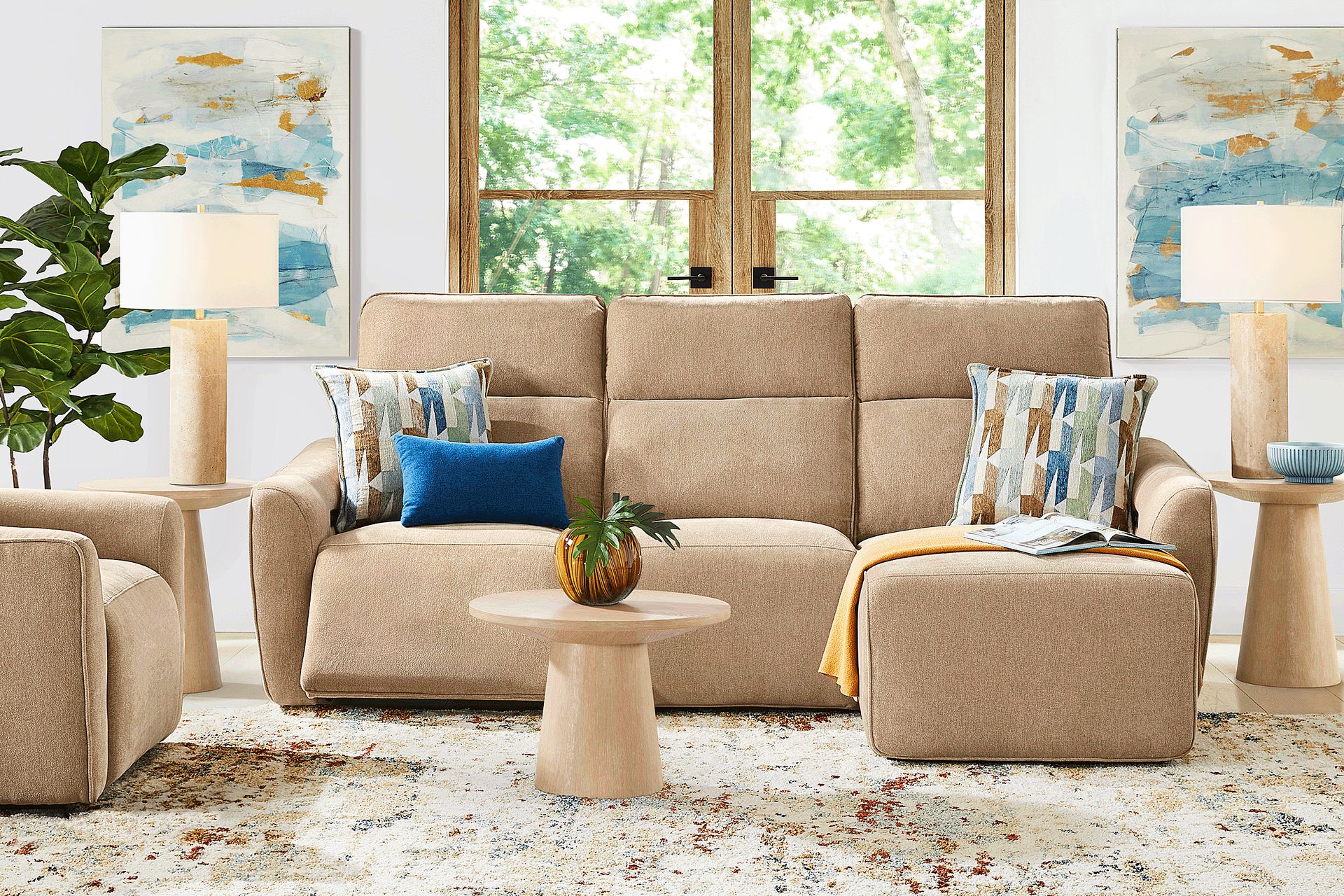 Tremont Sand 6 Pc Power Reclining Sectional Living Room - Image 1