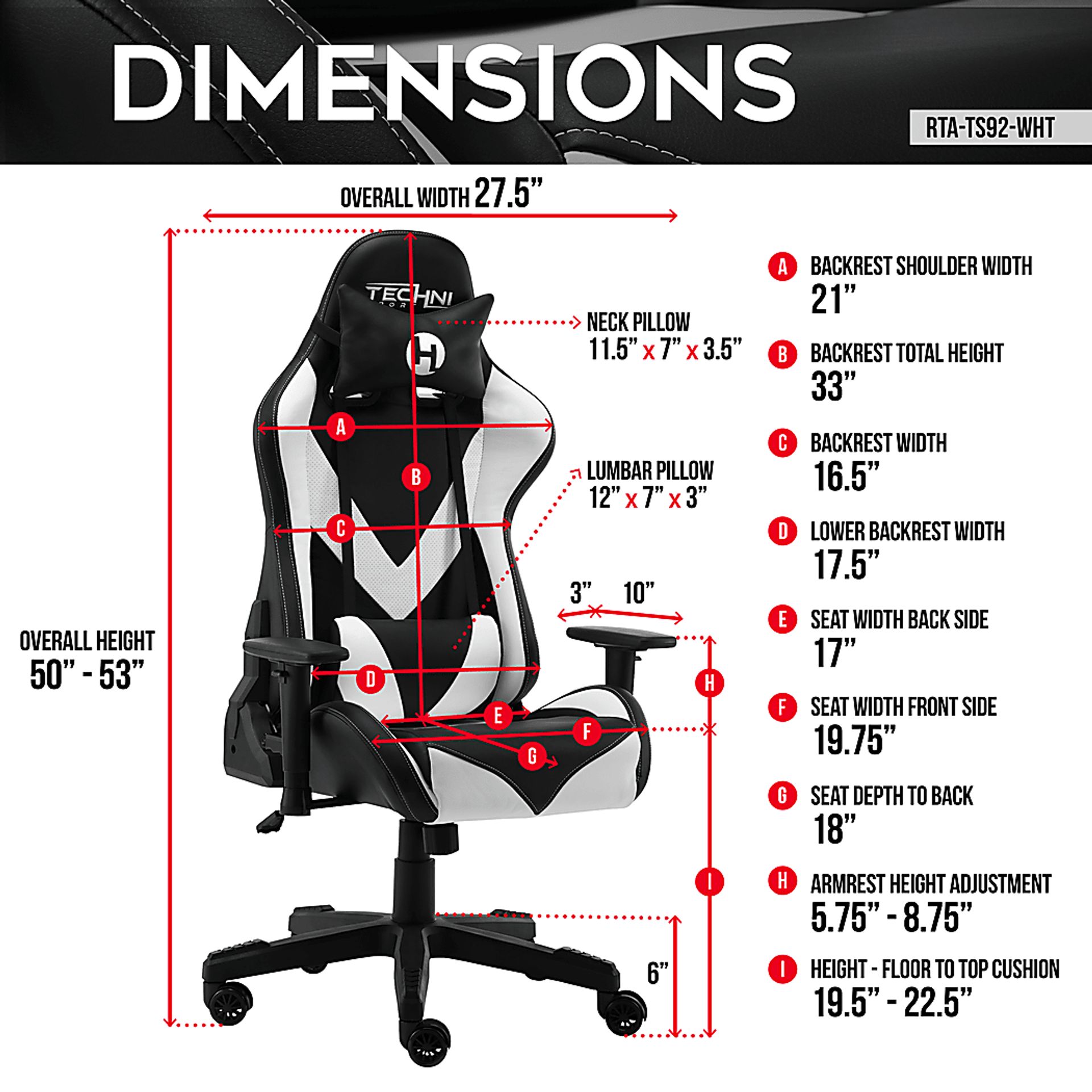Trendiac White/Black PC Gaming Chair - Image 4