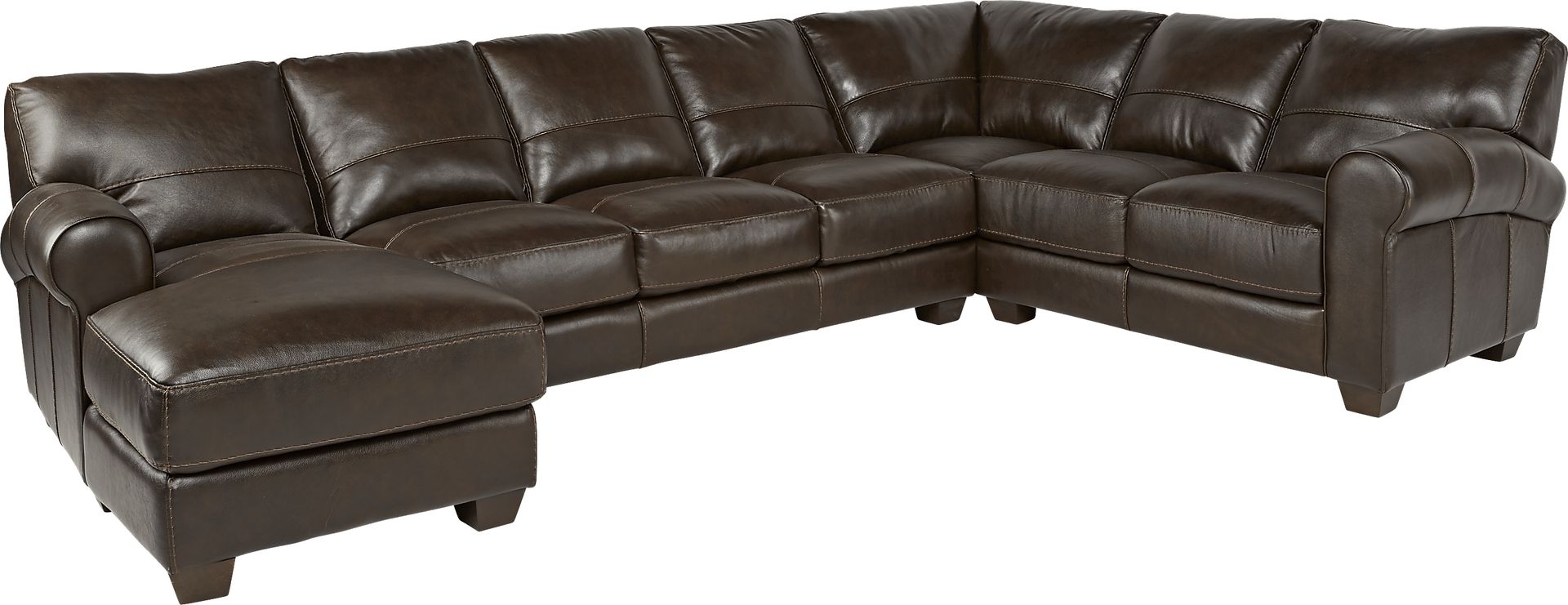 Trentino Brown Leather 3 Pc Sectional - Image 1
