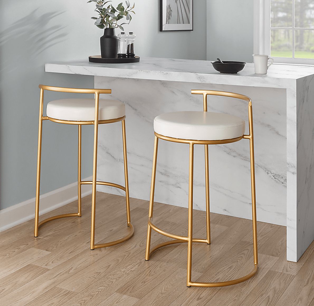 Trepassey I White Counter Height Stool, Set of 2