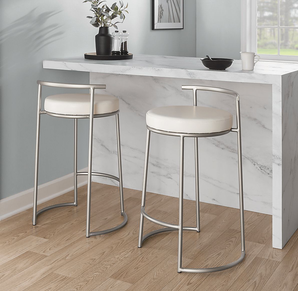 Trepassey II White Counter Height Stool, Set of 2 Rooms To Go