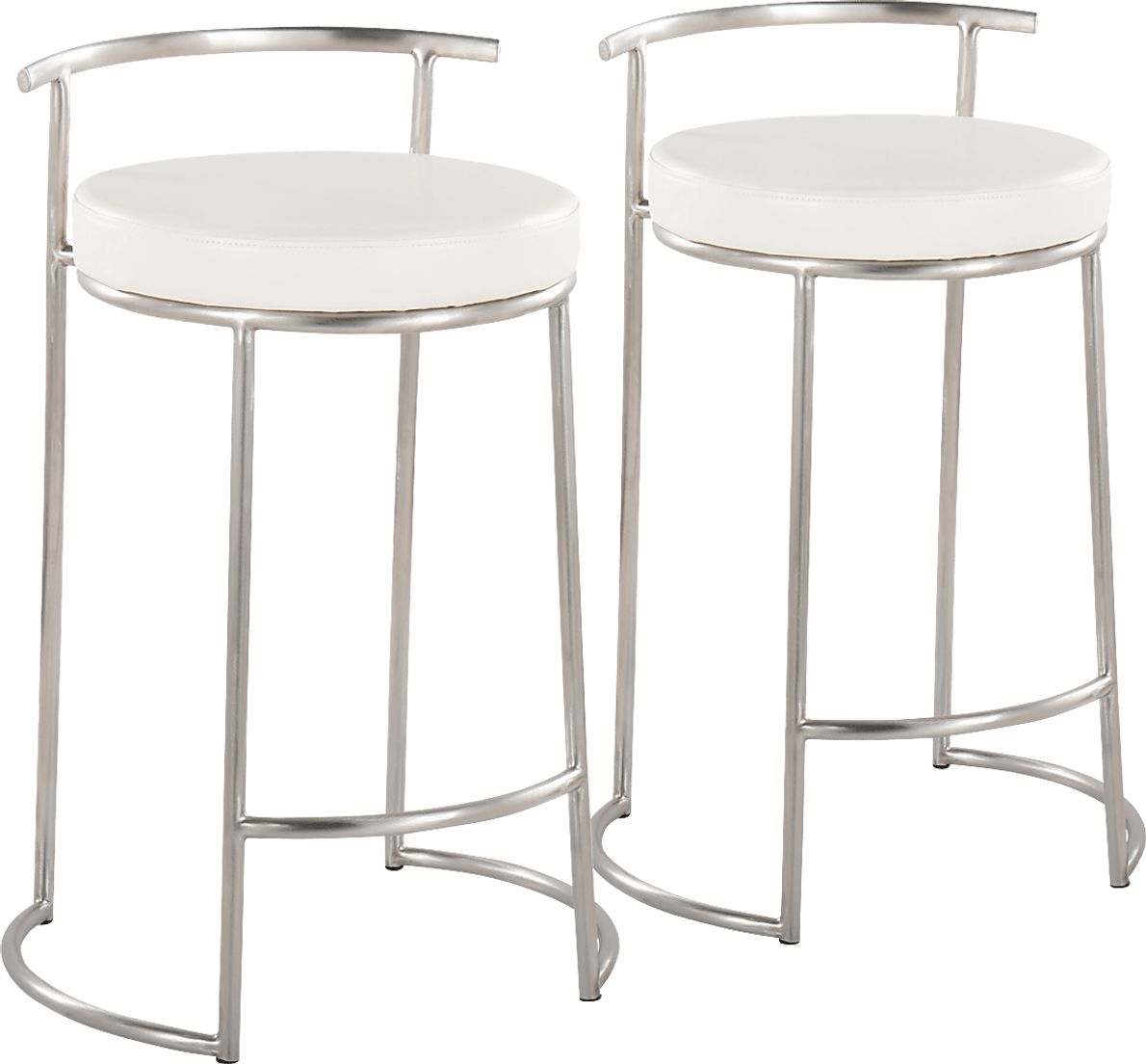 Trepassey II Silver Gray White Polyurethane Fabric Counter Height Stool