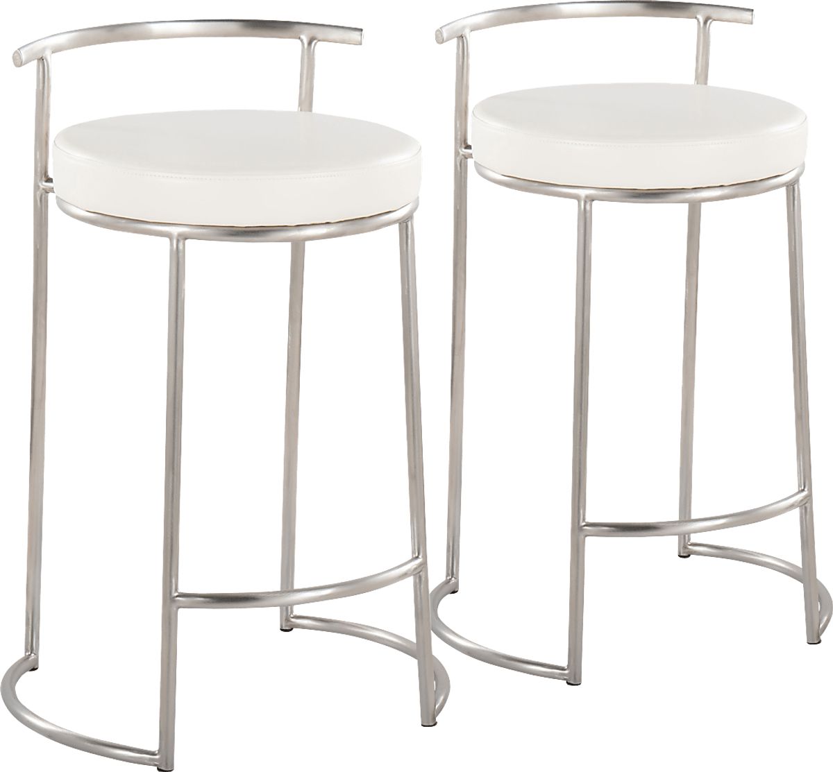 Trepassey II Silver Gray White Polyurethane Fabric Counter Height Stool