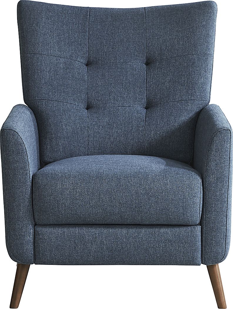 Tressa Lane Textured Blue Pushback Recliner - Rooms To Go