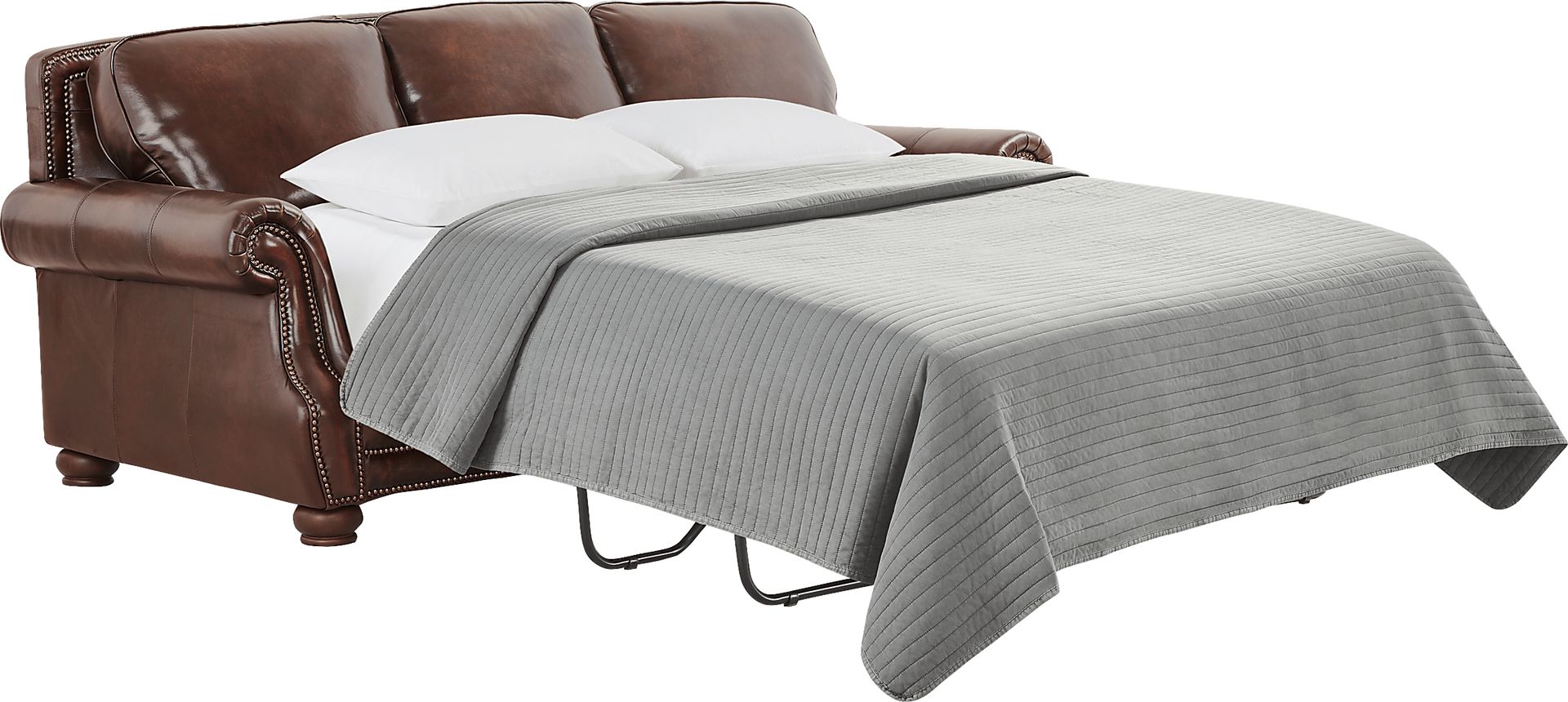 Trevaro Brown Leather Gel Foam Sleeper Sofa - Image 2