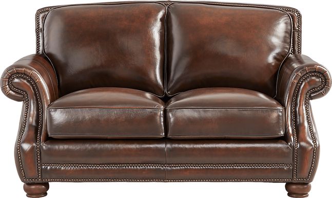 Trevaro Brown Leather Loveseat