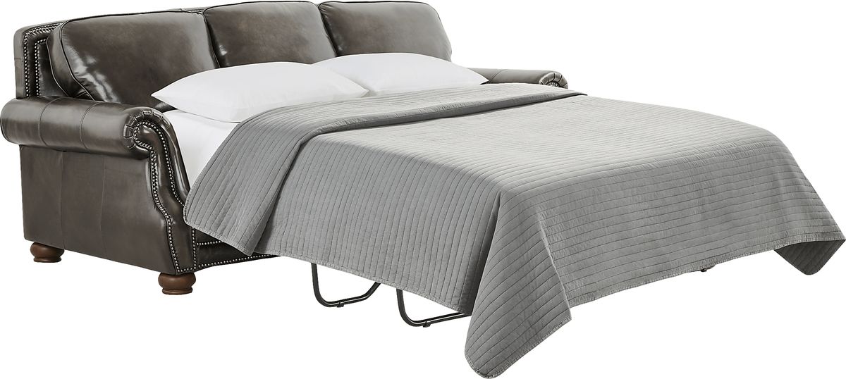 Cindy Crawford Trevaro Gray Leather Premium Sleeper Sofa | Rooms to Go