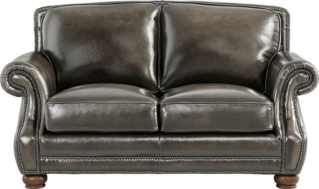 Trevaro Gray Leather Loveseat