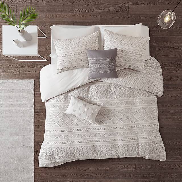 Treves White Gray 5 Pc Full/Queen Duvet Set - Thumbnail - Image 16