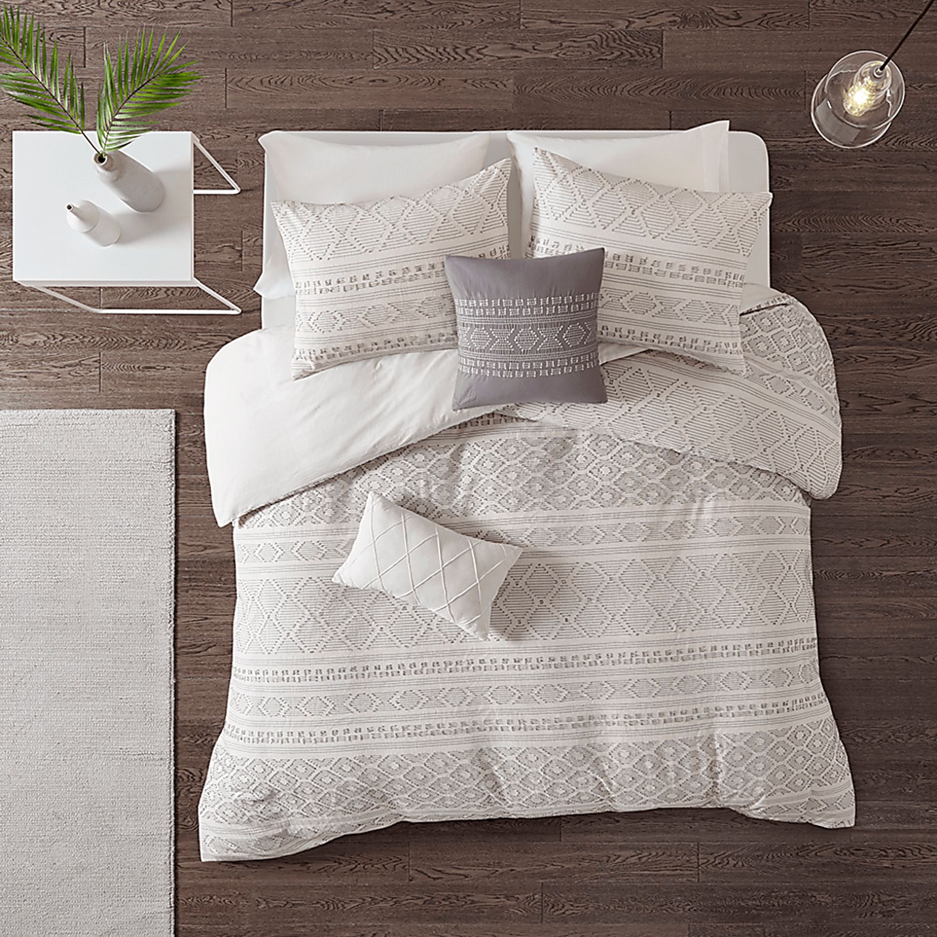 Treves White Gray 5 Pc Full/Queen Duvet Set - Image 16