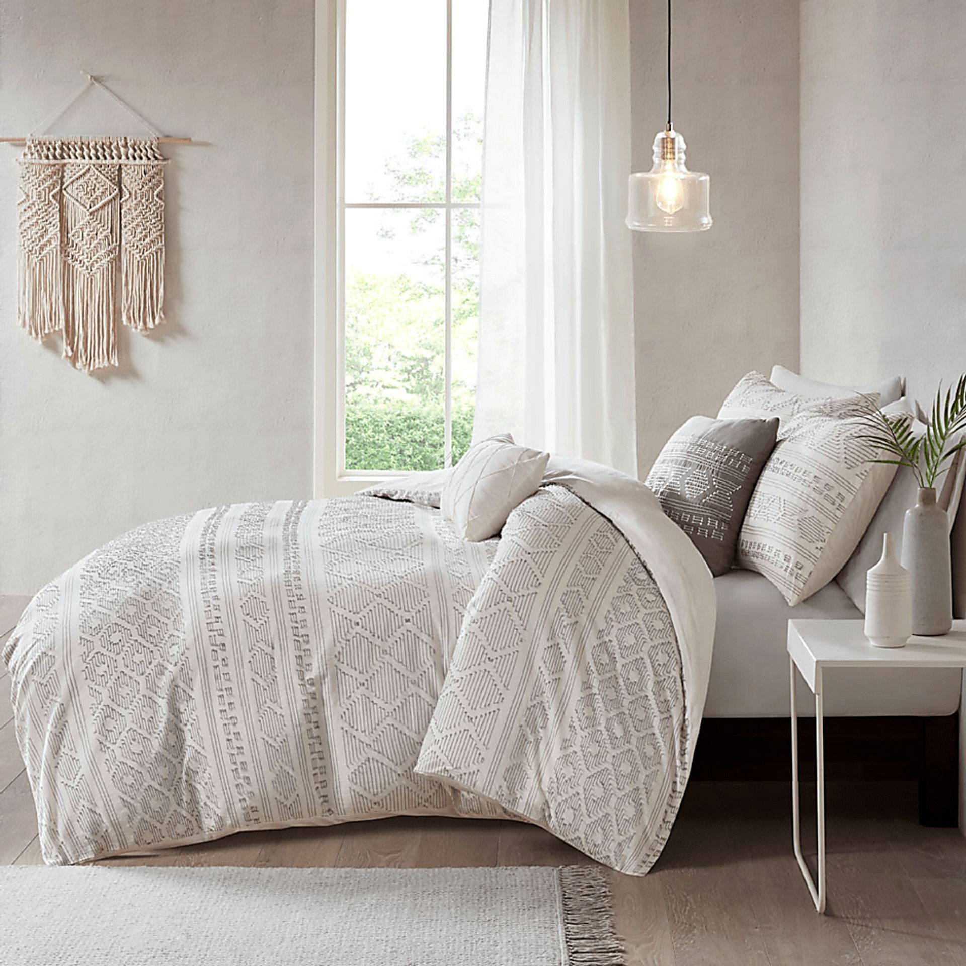 Treves White Gray 5 Pc Full/Queen Duvet Set - Image 17