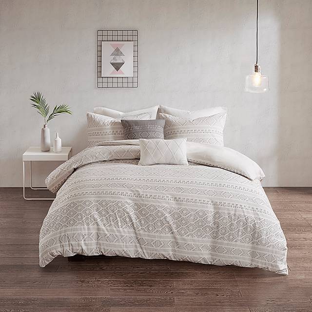 Treves White Gray 5 Pc Full/Queen Duvet Set - Thumbnail - Image 18