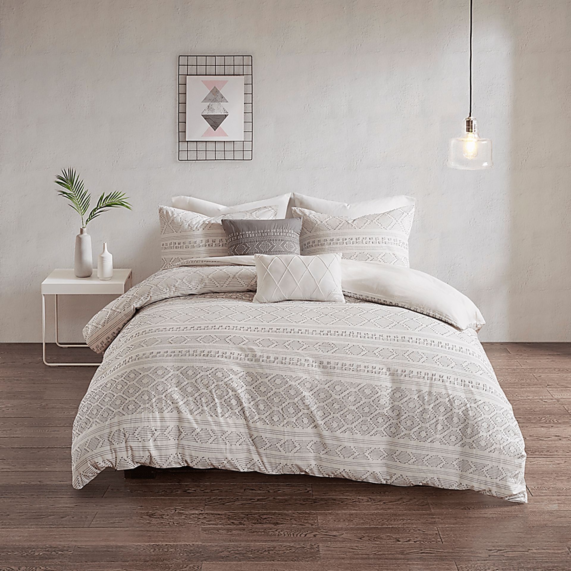 Treves White Gray 5 Pc Full/Queen Duvet Set - Image 18