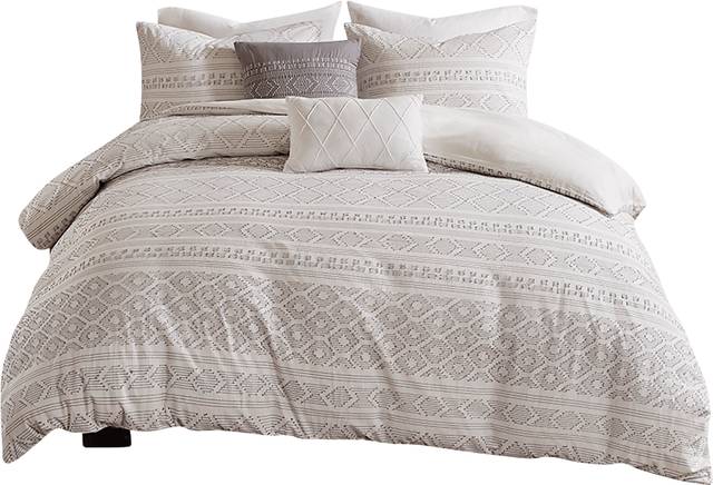 Treves White Gray 5 Pc Full/Queen Duvet Set - Thumbnail - Image 2