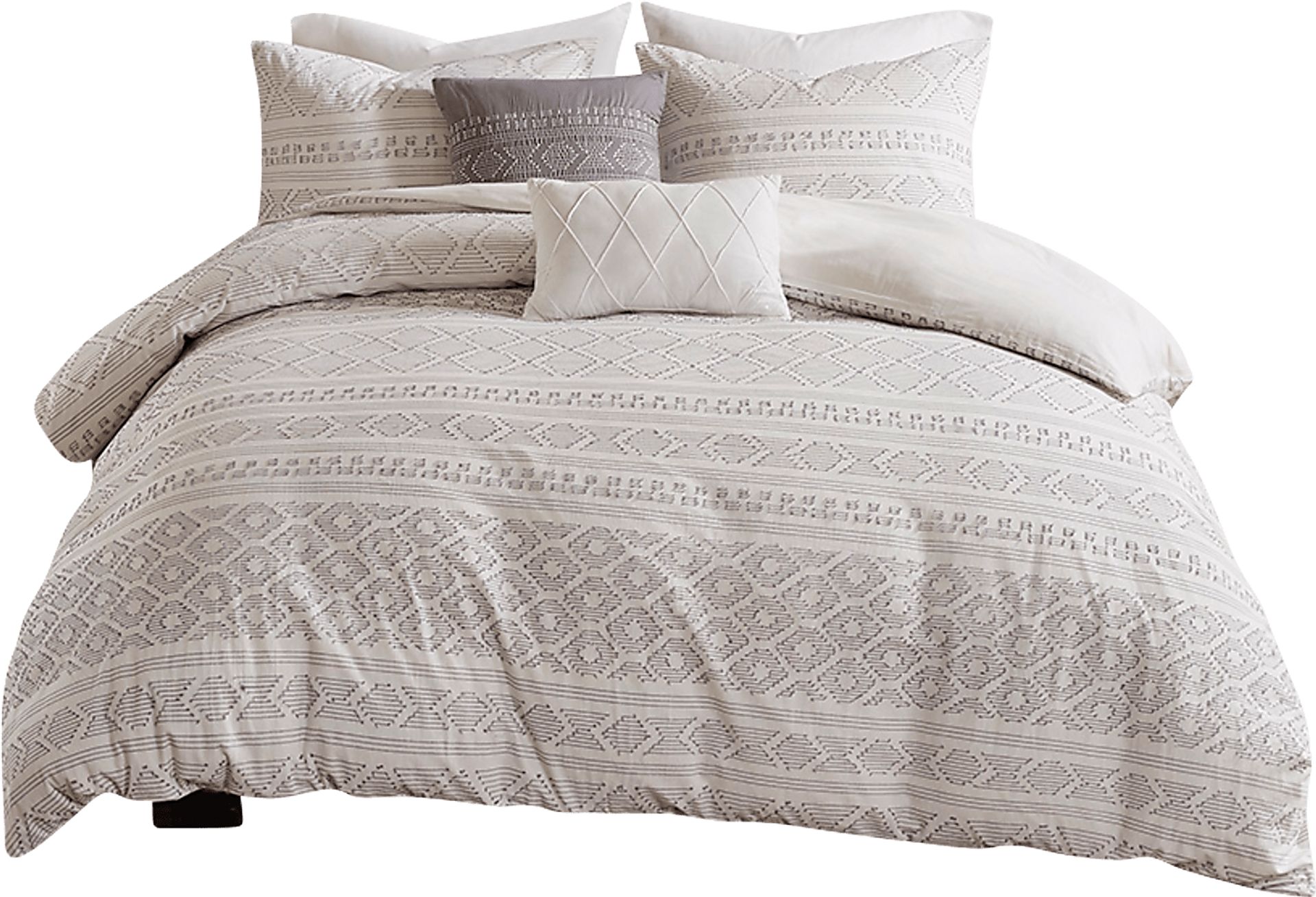 Treves White Gray 5 Pc Full/Queen Duvet Set - Image 2