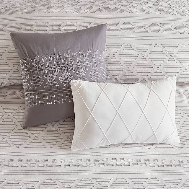 Treves White Gray 5 Pc Full/Queen Duvet Set - Thumbnail - Image 7