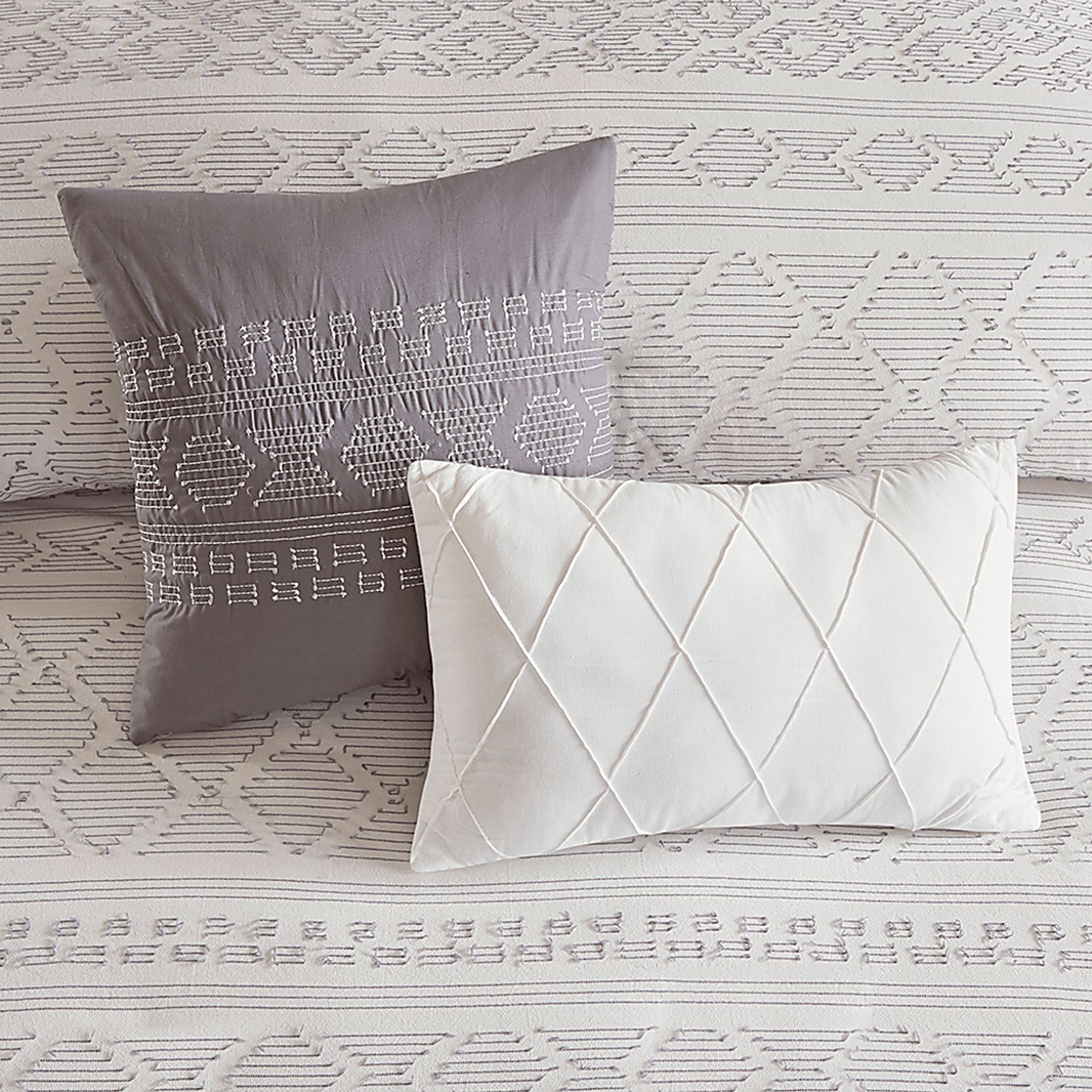 Treves White Gray 5 Pc Full/Queen Duvet Set - Image 7