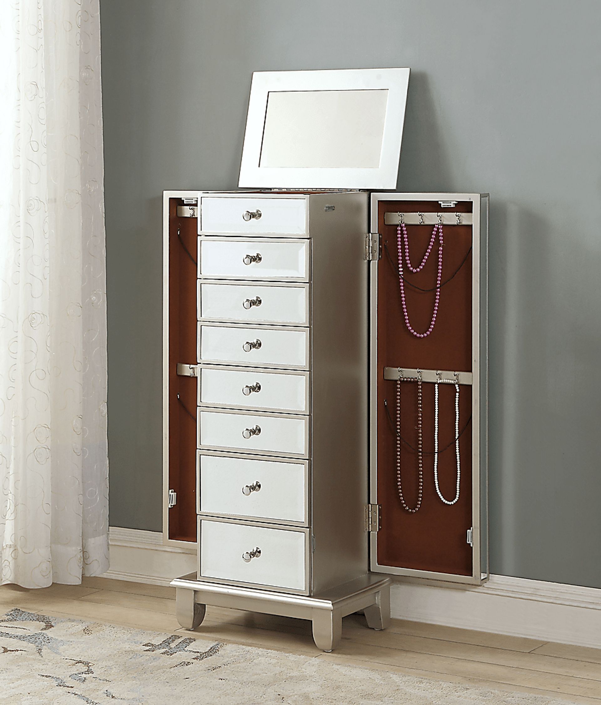 Trevina Champagne Jewelry Armoire - Image 5