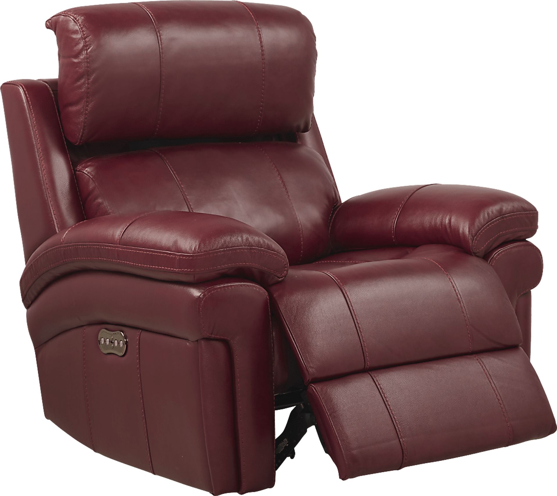 Trevino Burgundy Red Leather Power Recliner Rooms to Go