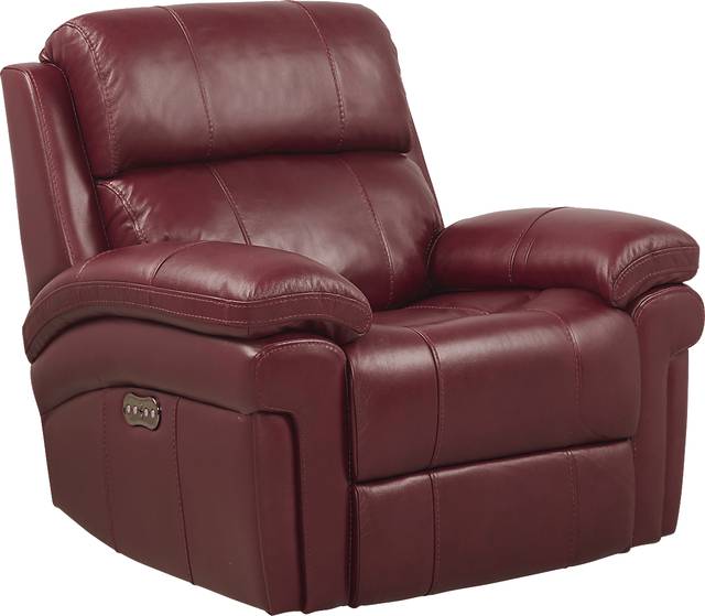 Trevino Burgundy Leather Dual Power Recliner - Thumbnail - Image 1