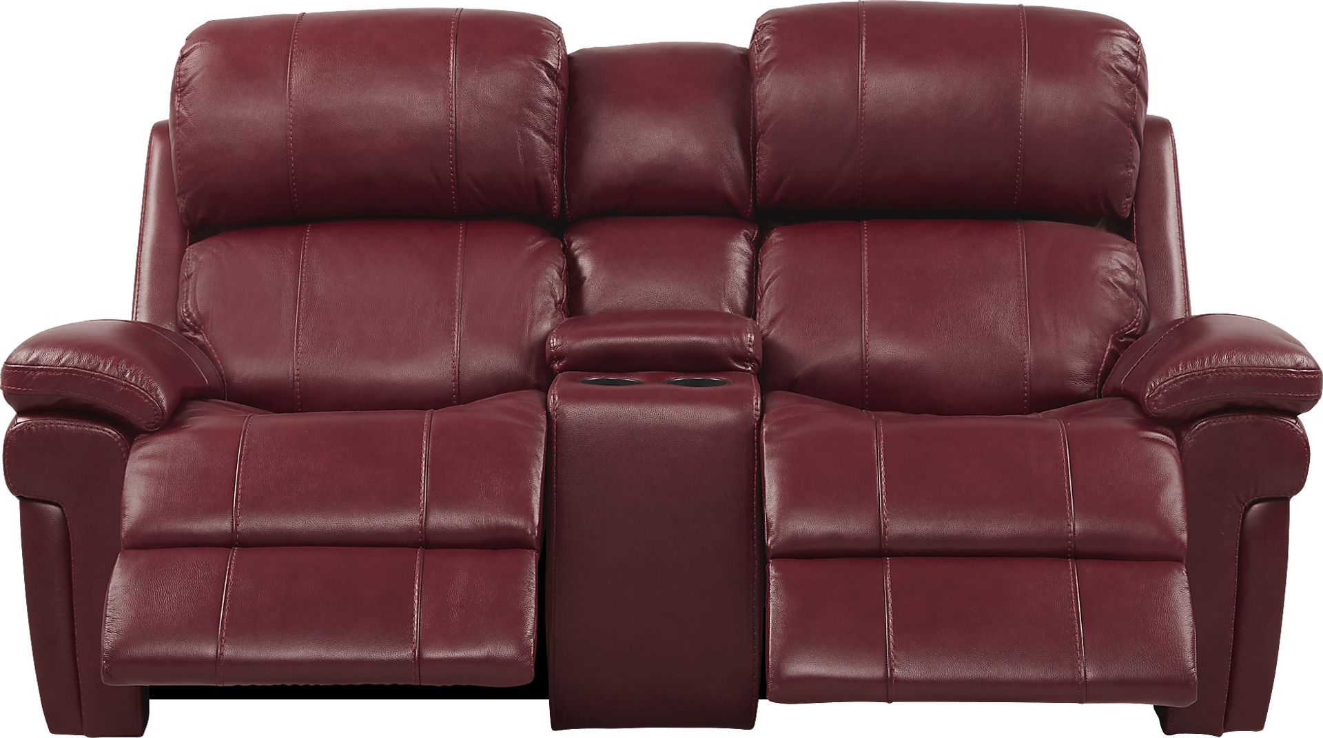 Trevino Burgundy Leather Dual Power Reclining Console Loveseat - Image 2