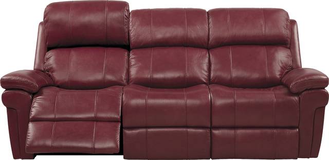 Trevino Burgundy Leather Dual Power Reclining Sofa - Thumbnail - Image 4