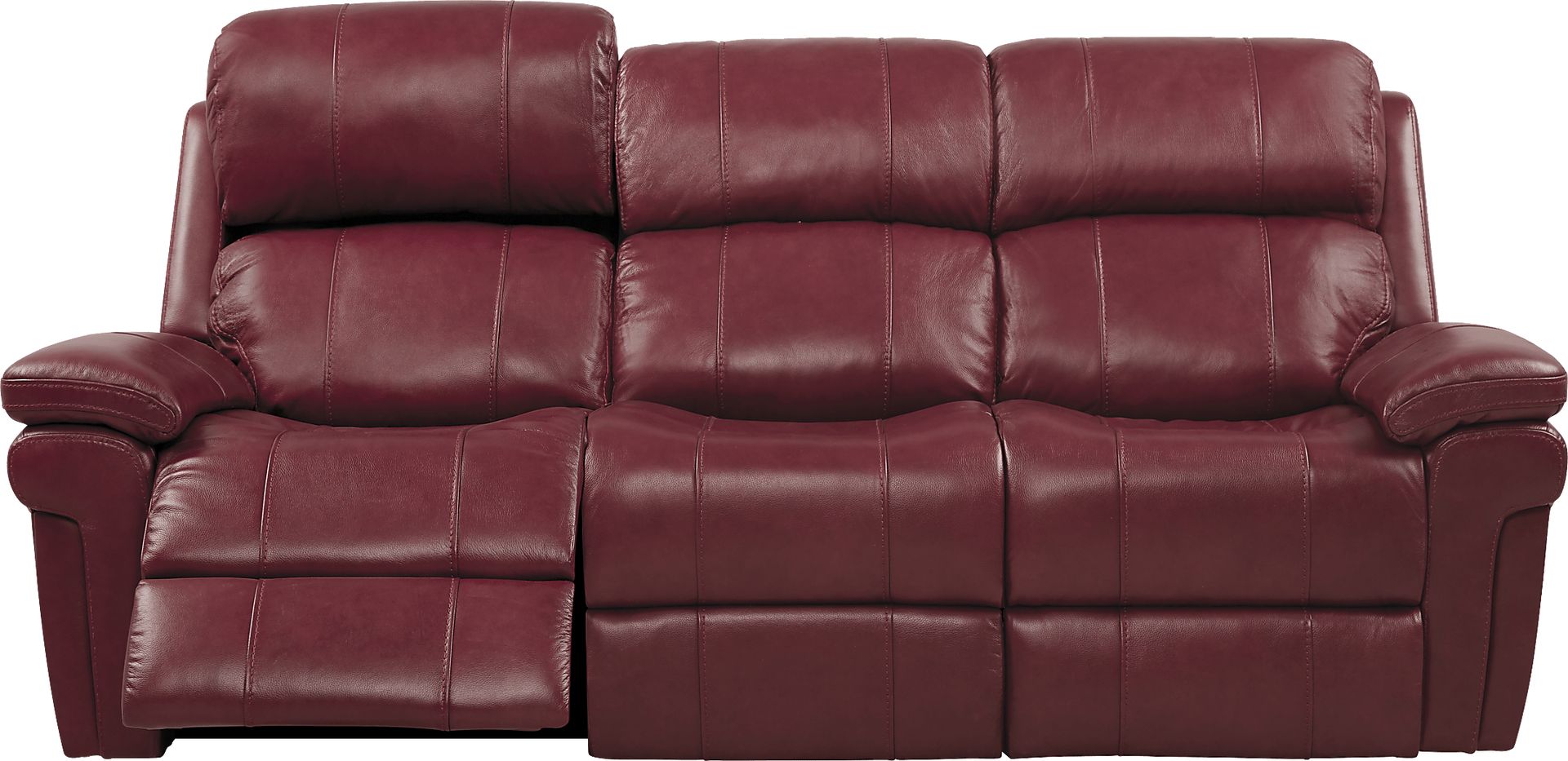 Trevino Burgundy Leather Dual Power Reclining Sofa - Image 4