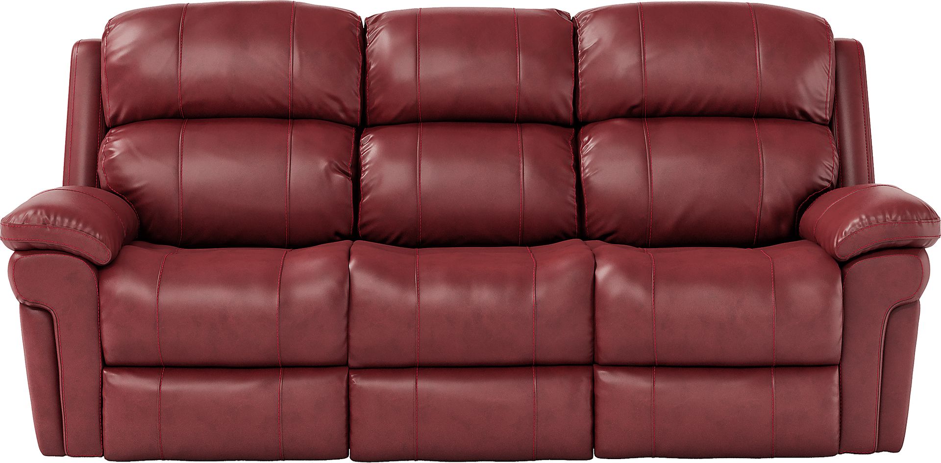 Trevino Burgundy Leather Dual Power Reclining Sofa - Image 1