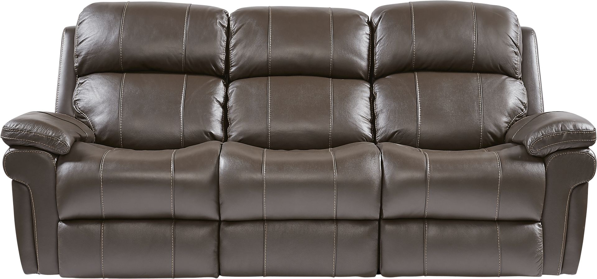 Trevino Chocolate Leather Dual Power Reclining Sofa - Image 1