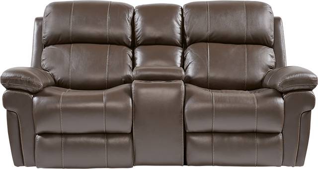 Trevino Chocolate Leather Dual Power Reclining Console Loveseat - Thumbnail - Image 2