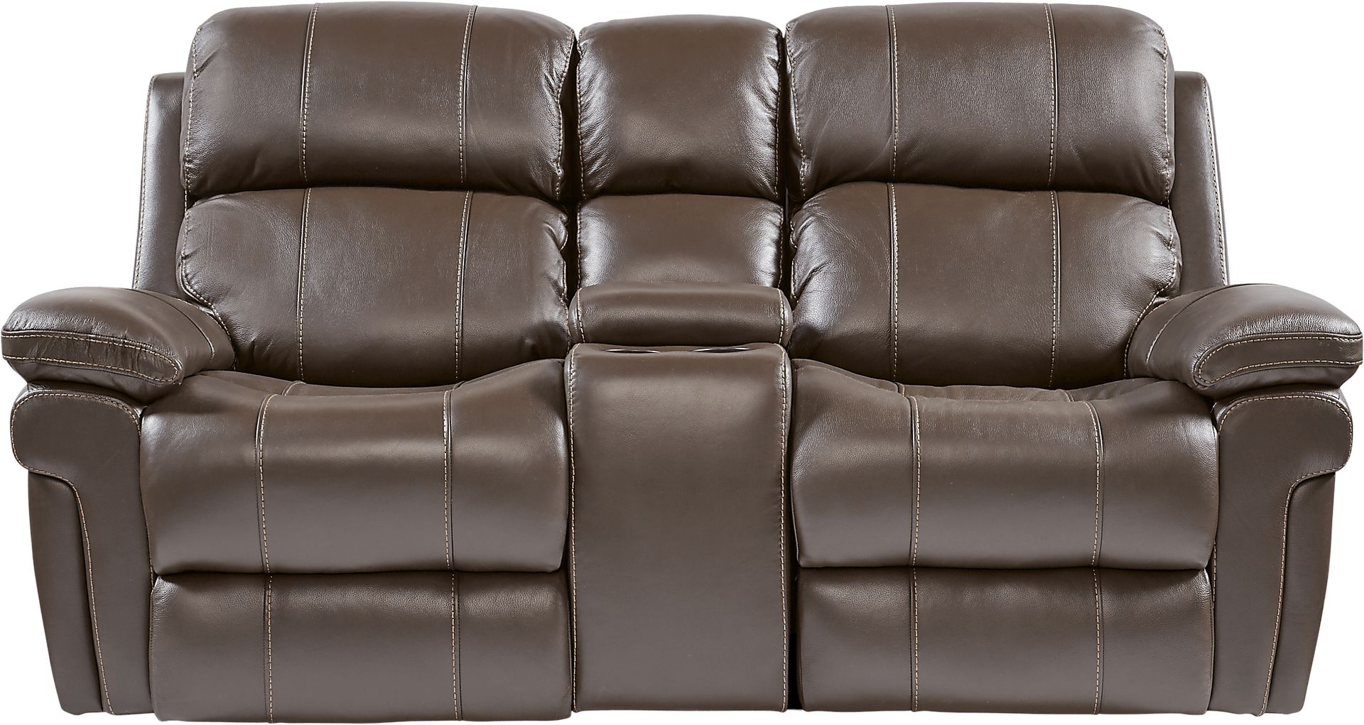Trevino Chocolate Leather Dual Power Reclining Console Loveseat - Image 2