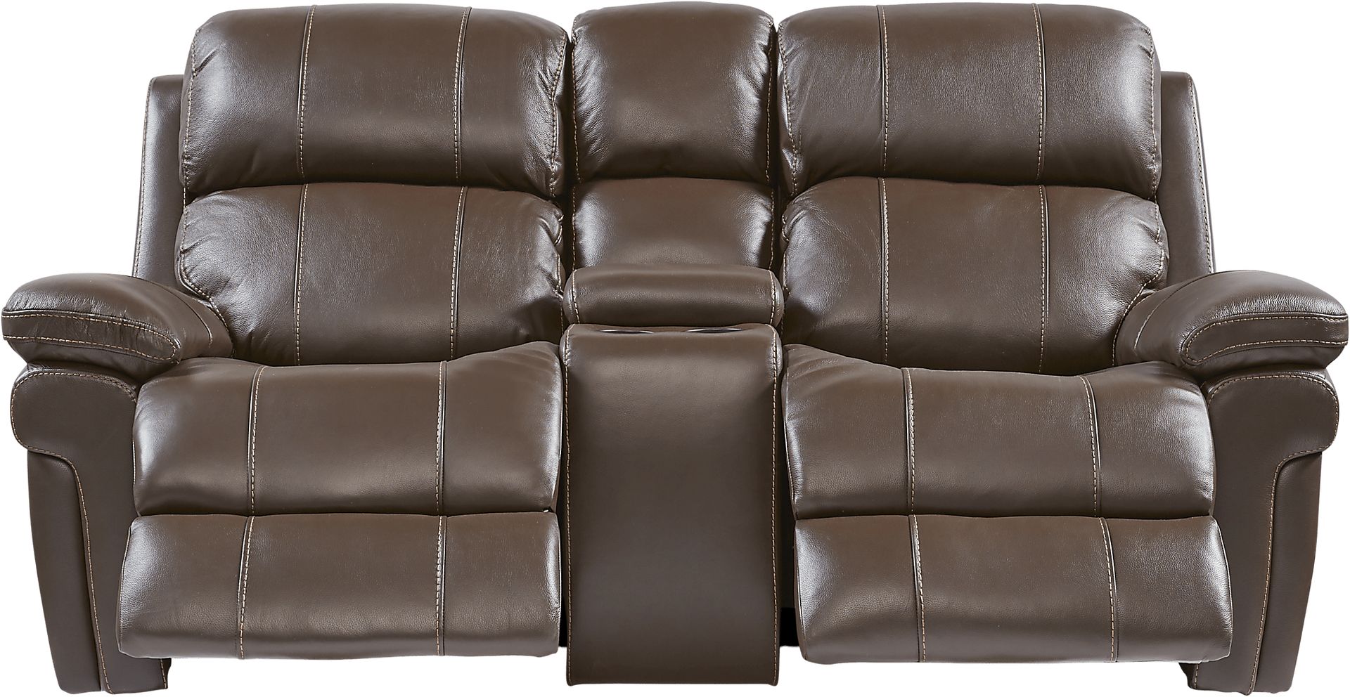 Trevino Chocolate Leather Dual Power Reclining Console Loveseat - Image 1