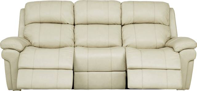 Trevino Cream Leather Dual Power Reclining Sofa - Thumbnail - Image 1