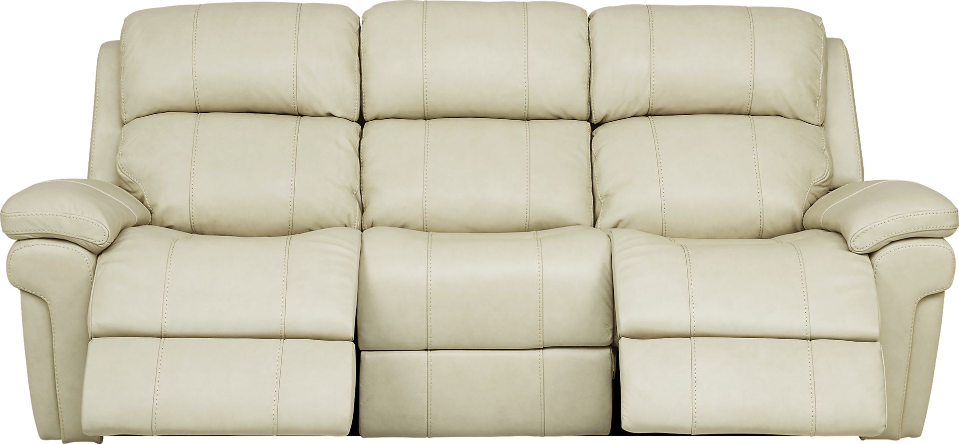 Trevino Cream Leather Dual Power Reclining Sofa - Image 1