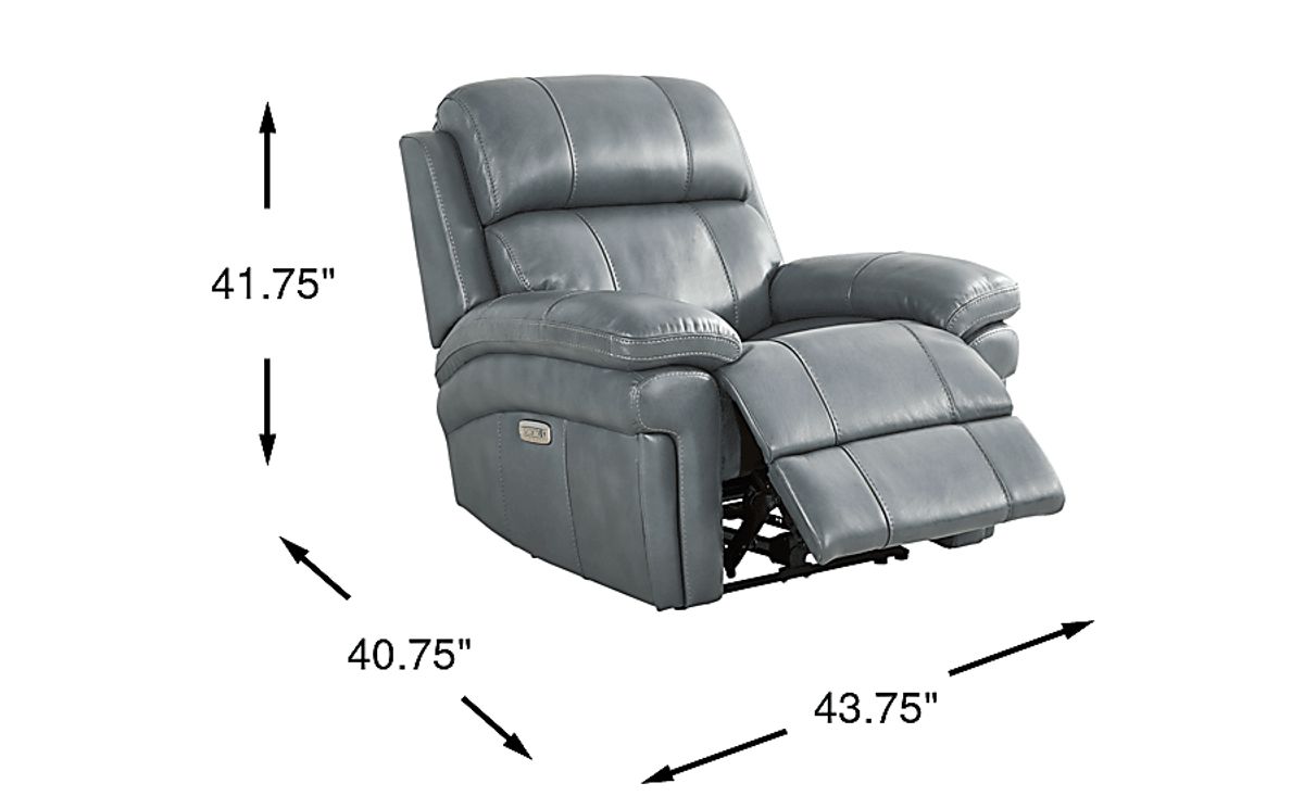 Trevino Lane Blue Leather Dual Power Recliner | Rooms to Go