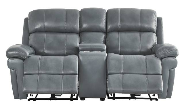Trevino Lane Blue Leather 2 Pc Reclining Living Room - Thumbnail - Image 3