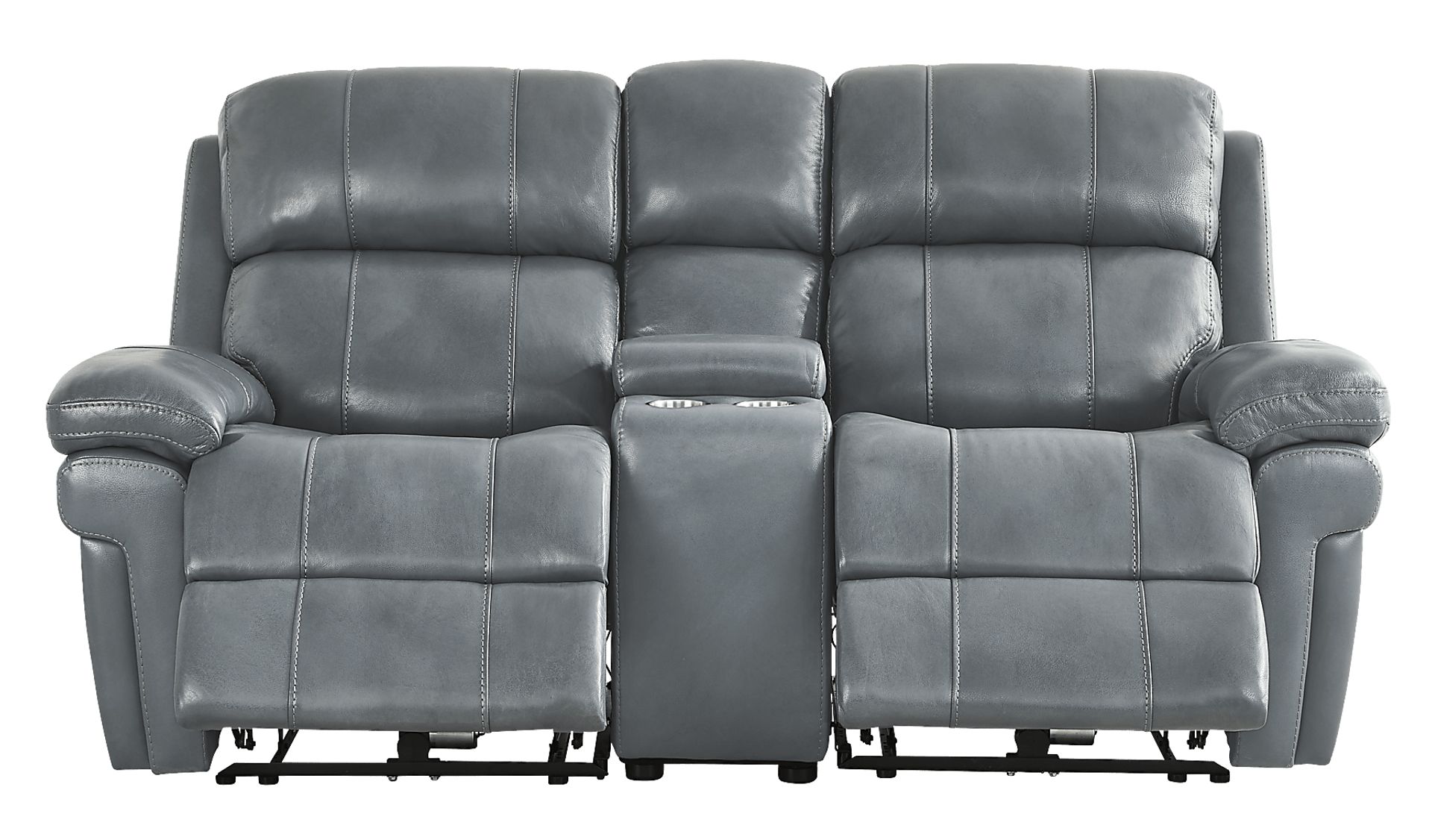 Trevino Lane Blue Leather 2 Pc Reclining Living Room - Image 3