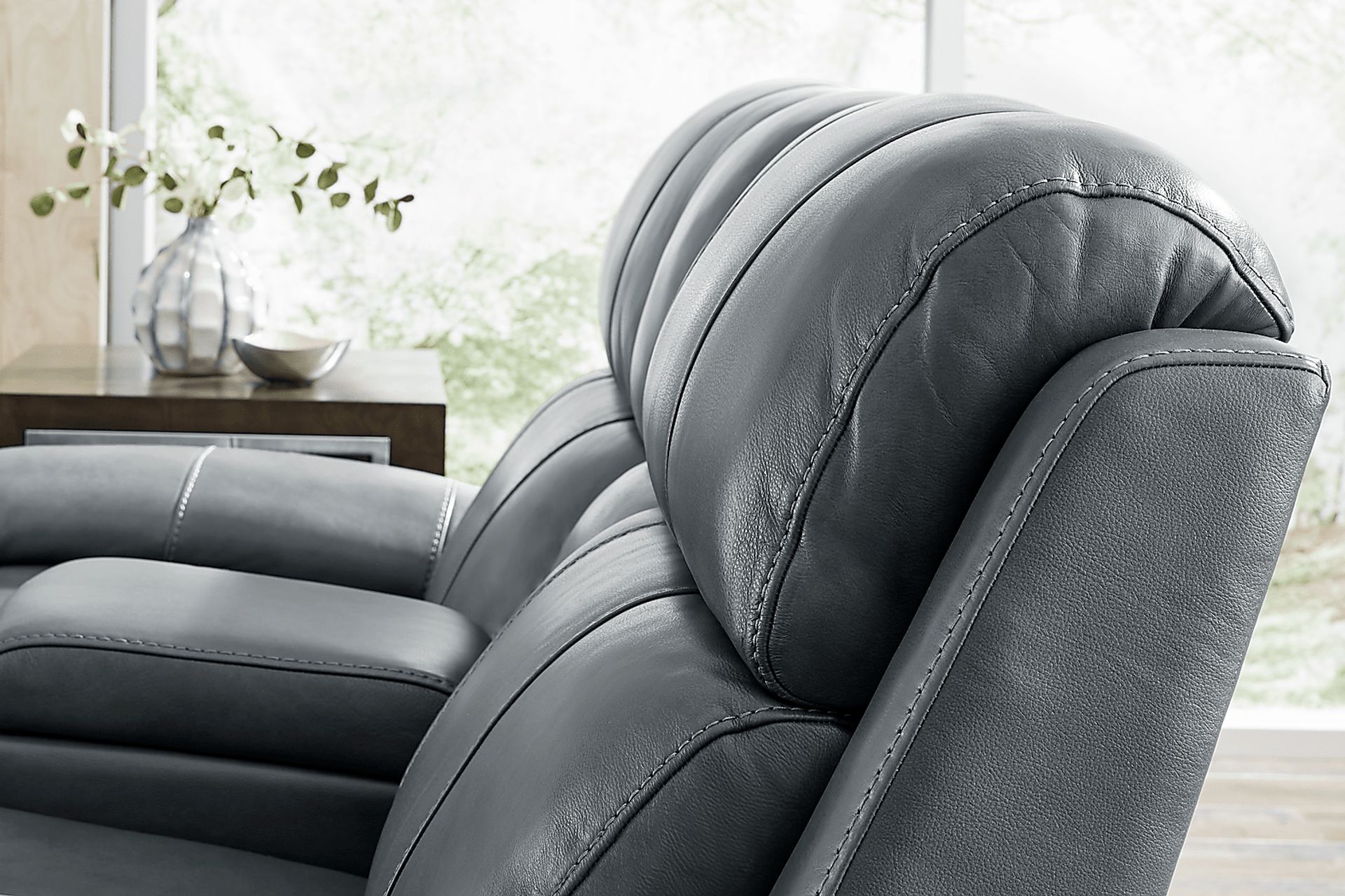 Trevino Lane Blue Leather 2 Pc Reclining Living Room - Image 6