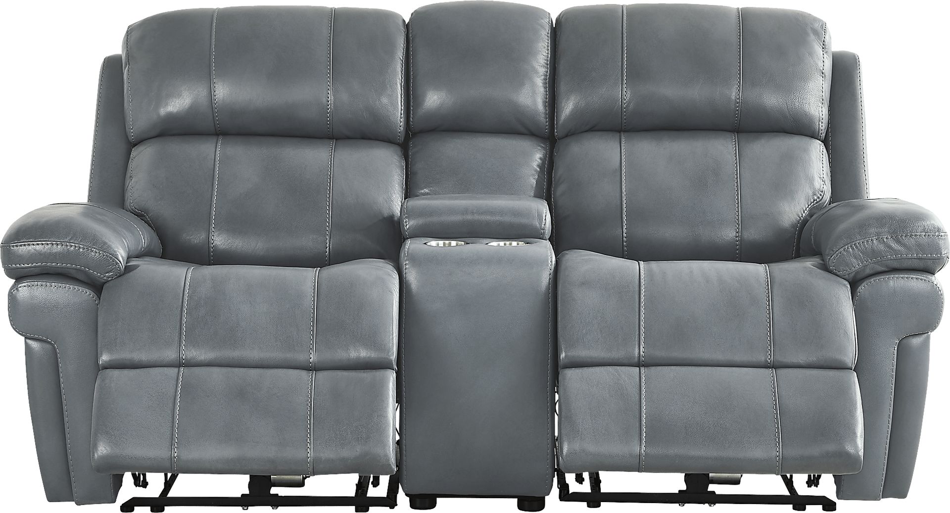 Trevino Lane Blue Leather 2 Pc Reclining Living Room - Image 2