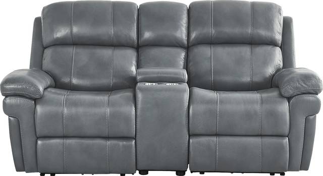 Trevino Lane Blue Leather 2 Pc Reclining Living Room - Thumbnail - Image 2