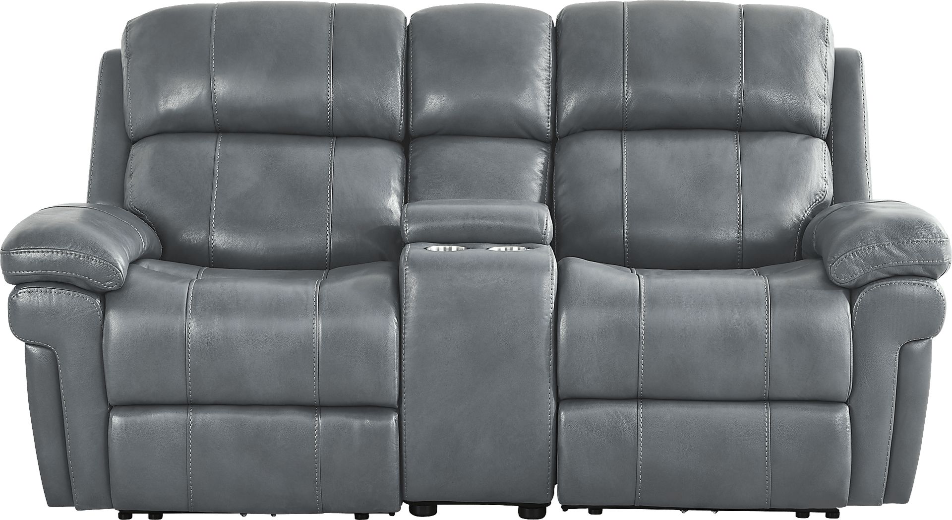 Trevino Lane Blue Leather 2 Pc Reclining Living Room - Image 2