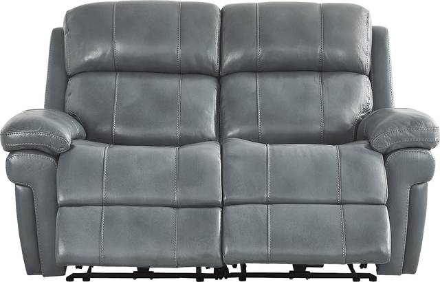 Trevino Lane Blue Leather Dual Power Reclining Loveseat - Thumbnail - Image 2