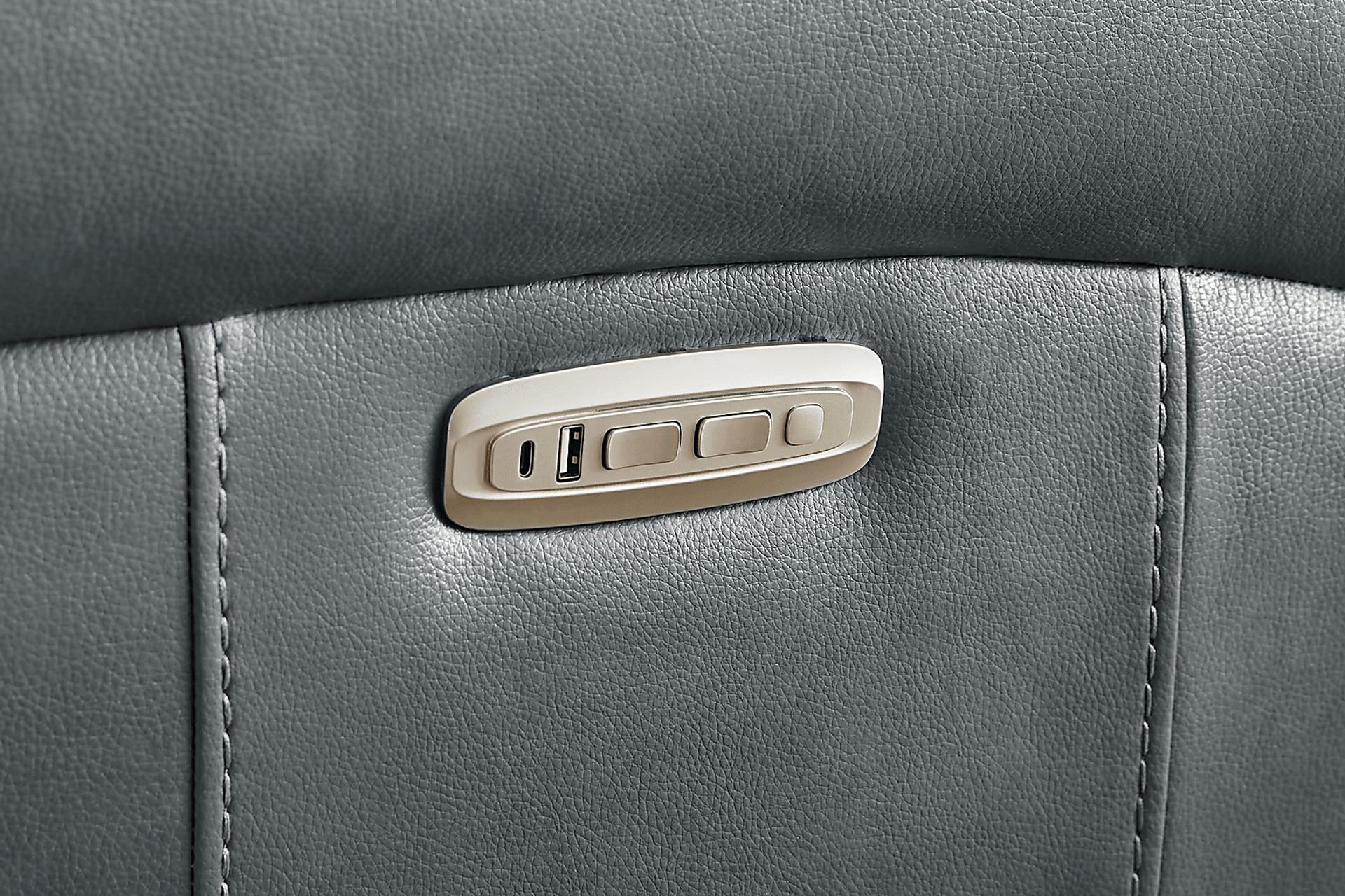 Trevino Lane Blue Leather Dual Power Reclining Loveseat - Image 3